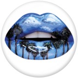 Painted metal 20mm snap buttons   Lips  Print