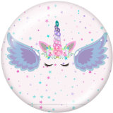 Painted metal 20mm snap buttons  Unicorn  Print