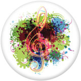 Painted metal 20mm snap buttons   Music  Print