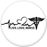Painted metal 20mm snap buttons  Nurse   Print