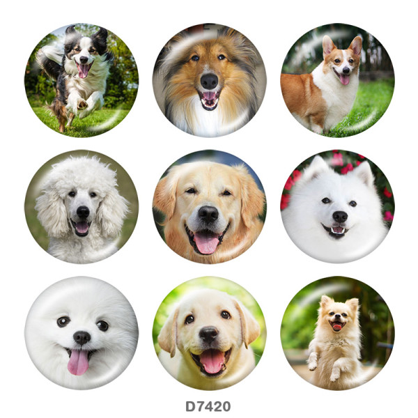 Painted metal 20mm snap buttons   Dog  Print