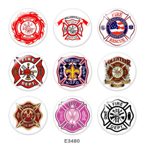 Painted metal Painted metal 20mm snap buttons  snap buttons  Fire  Dept  Print
