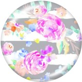 Painted metal 20mm snap buttons   Flower  pattern   Print