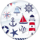 Painted metal 20mm snap buttons  Ship's   anchor   Print Beach Ocean