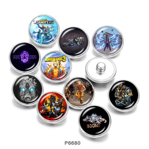 Painted metal 20mm snap buttons   Game  Print