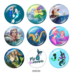 Painted metal 20mm snap buttons  Mermaid   Print