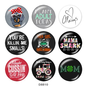 Painted metal 20mm snap buttons   Dog words   Print