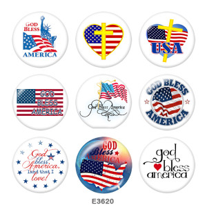 Painted metal Painted metal 20mm snap buttons  Independence Day  USA   Flag  Print