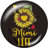 Painted metal 20mm snap buttons Sun Flower  words   Print
