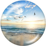 Painted metal 20mm snap buttons   summer   Print Beach Ocean