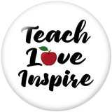 Painted metal 20mm snap buttons  Teacher  Apple  words  Print