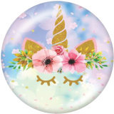 Painted metal 20mm snap buttons  Unicorn  Print