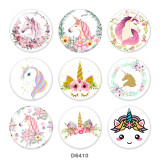 Painted metal 20mm snap buttons   Unicorn  Print