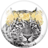 Painted metal 20mm snap buttons  Tiger   Print