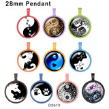 10pcs/lot  Black and white  glass picture printing products of various sizes  Fridge magnet cabochon