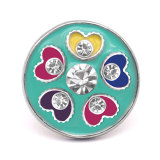 20MM Love design metal snap silver  Plated with Rhinestone snap button