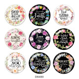 Painted metal 20mm snap buttons   Flower  words   Print