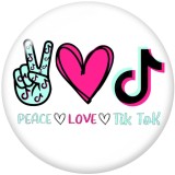 Painted metal 20mm snap buttons  Peaceful  love   Print