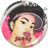 Painted metal Painted metal 20mm snap buttons  snap buttons  head portrait  girl  Print