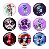 Painted metal Painted metal 20mm snap buttons  snap buttons  skull  girl  Print