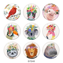 Painted metal 20mm snap buttons  Cat   Pig Animal flower art   Print