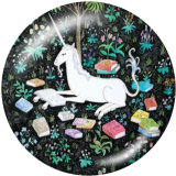 Painted metal 20mm snap buttons  Unicorn   Print