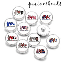 Painted metal Painted metal 20mm snap buttons  snap buttons  Peace  love  team   Print