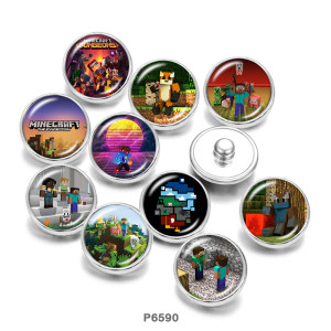 Painted metal 20mm snap buttons   Game  Print