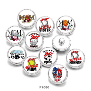 Painted metal 20mm snap buttons  MOM   Print