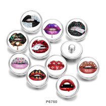 Painted metal 20mm snap buttons   Lips  Print