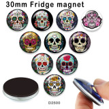 10pcs/lot  skull   glass picture printing products of various sizes  Fridge magnet cabochon