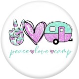 Painted metal 20mm snap buttons  Peaceful  love   Print