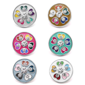 20MM Love design metal snap silver  Plated with Rhinestone snap button