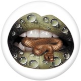 Painted metal 20mm snap buttons   Lips  Print