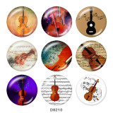 Painted metal 20mm snap buttons  Music   Print