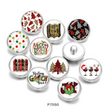 Painted metal 20mm snap buttons  Christmas   Print