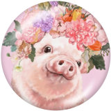 Painted metal 20mm snap buttons  Cat   Pig Animal flower art   Print