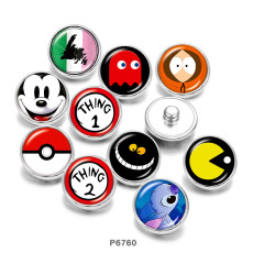 Painted metal 20mm snap buttons   Cartoon  pattern  Print