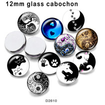 10pcs/lot  Black and white  glass picture printing products of various sizes  Fridge magnet cabochon