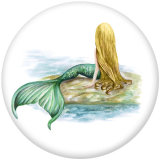 Painted metal 20mm snap buttons  Mermaid   Print