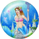 Painted metal 20mm snap buttons  Mermaid   Print  Beach Ocean