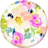 Painted metal 20mm snap buttons   Flower  pattern   Print