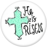 Painted metal Painted metal 20mm snap buttons  snap buttons  He is risen Cross  Print