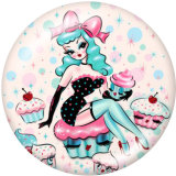 Painted metal Painted metal 20mm snap buttons  snap buttons  Pretty girl  Print