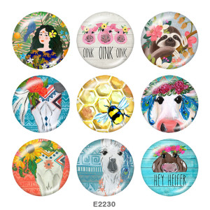 Painted metal 20mm snap buttons   Horse  Print