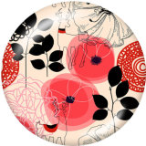 Painted metal 20mm snap buttons   Flower  Print