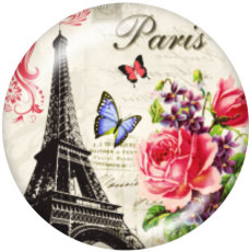 Painted metal 20mm snap buttons  Eiffel Tower Print