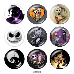 Painted metal 20mm snap buttons   Halloween  Print