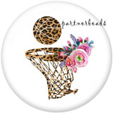 Painted metal 20mm snap buttons   Basketball  MOM  Print