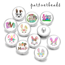 Painted metal 20mm snap buttons   happy easter  Print